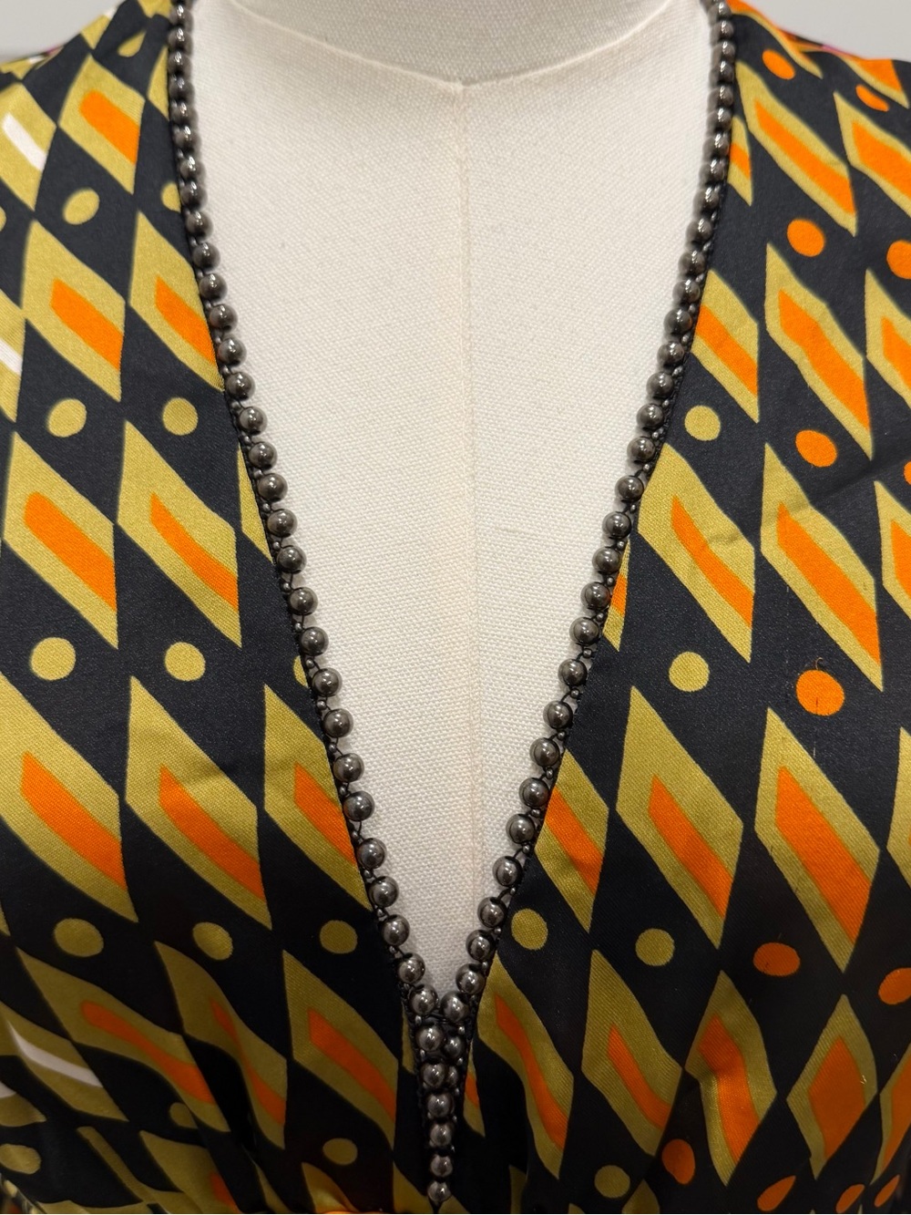 Zara Multicolor Printed Long‑Sleeve Mini Dress with Beaded Neckline - Picture 6 of 10